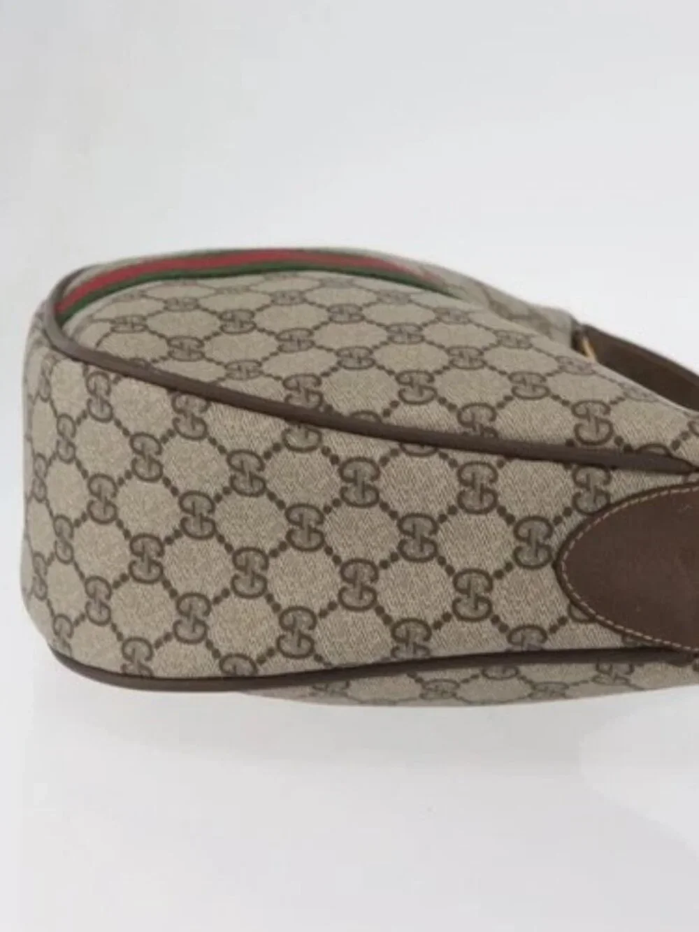 GUCCI GG Supreme Web Sherry Line Bag PVC Beige Gold 10 01 3840 Auth SW2275